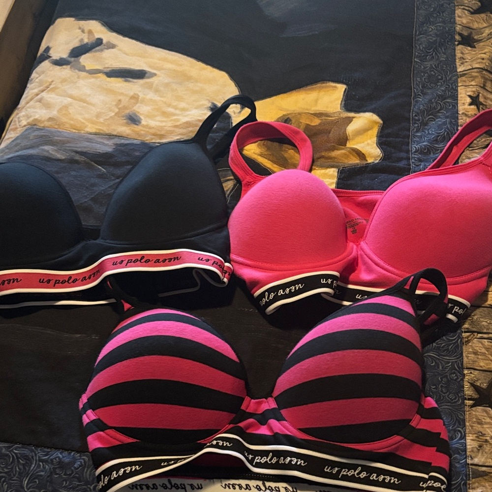 U.S. Polo Assn. Black & Hot Pink Bra 3-Pack